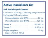 Arctic Cod Liver Oil Caps Nutrition Panel